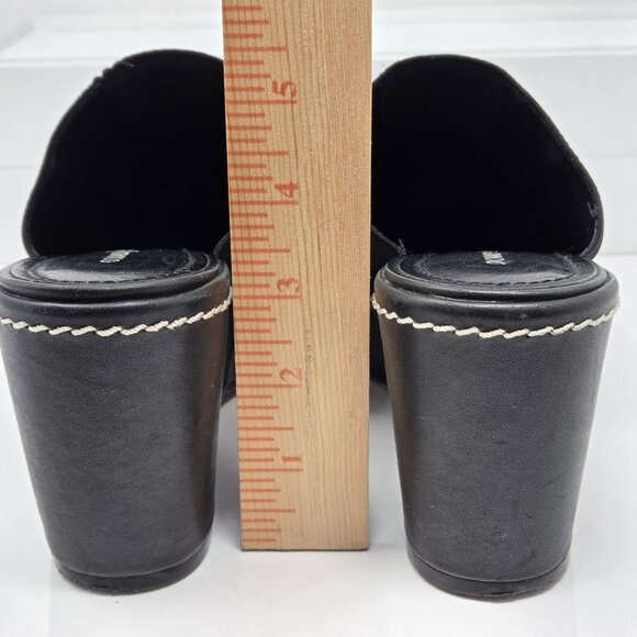 DONALD PLINER Black Mules Platform Wedge Textile Slides Womens 9 Shoes Clog Boho - Picture 5 of 10